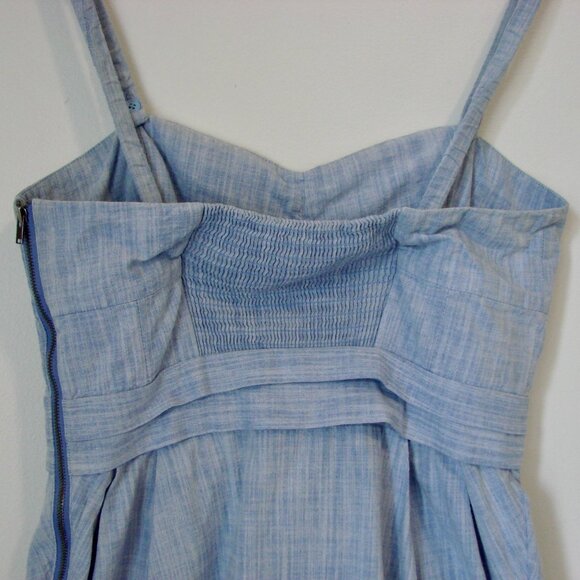 Aritzia Wilfred Blue Chambray Bustier Mini Dress Cotton Coastal Summer ~ Size 8 - Picture 8 of 12